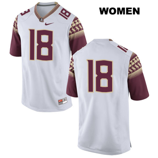 Women's NCAA Nike Florida State Seminoles #18 Ro'Derrick Hoskins College No Name White Stitched Authentic Football Jersey VKU1369WH